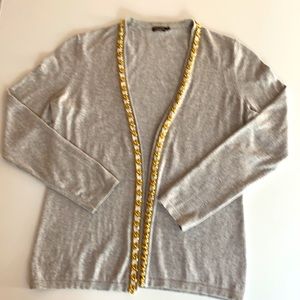 J. McLaughlin gold chain trim sweater size small